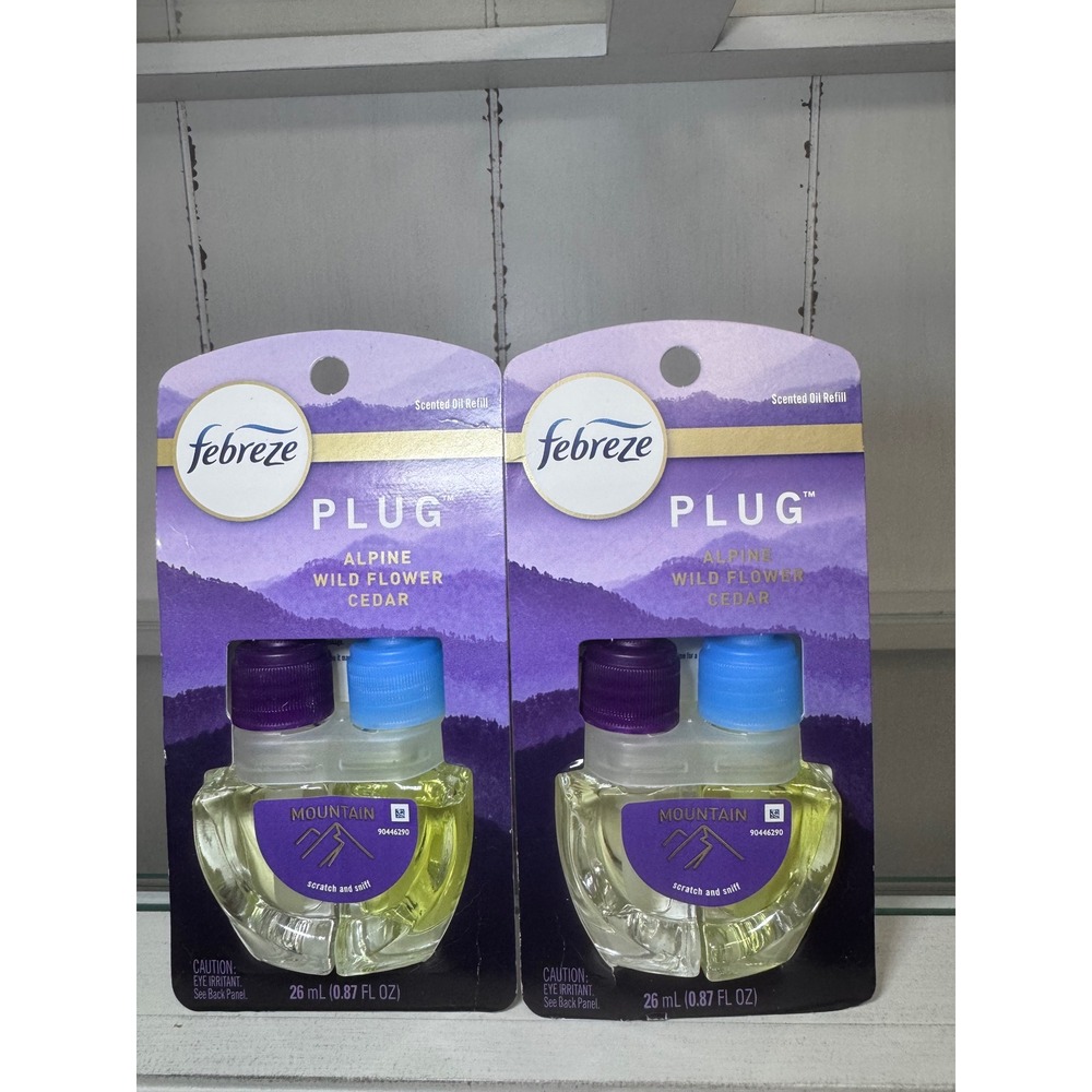 Febreze Plug Scented Oil Refill 2 Pack Mountain Alpine Wild Flower Cedar 26ml